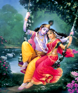 Radha Krishna - Swinging the day away. Free illustration for personal and commercial use.