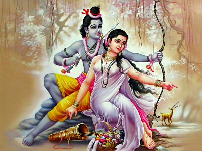 Sita requests Lord Rama to fetch the Golden Deer. Free illustration for personal and commercial use.