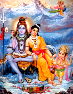 Shiva-Parvati with Sons. Free illustration for personal and commercial use.