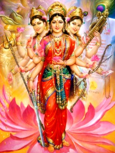 Tridevi - Trinity of the Goddess. Free illustration for personal and commercial use.