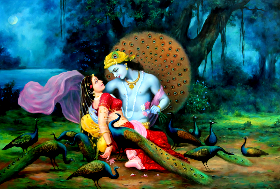 Radha Krishna - The Forest Rendezvous. Free illustration for personal and commercial use.