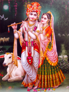 Radha with Krishna - The Flute Enchanter. Free illustration for personal and commercial use.