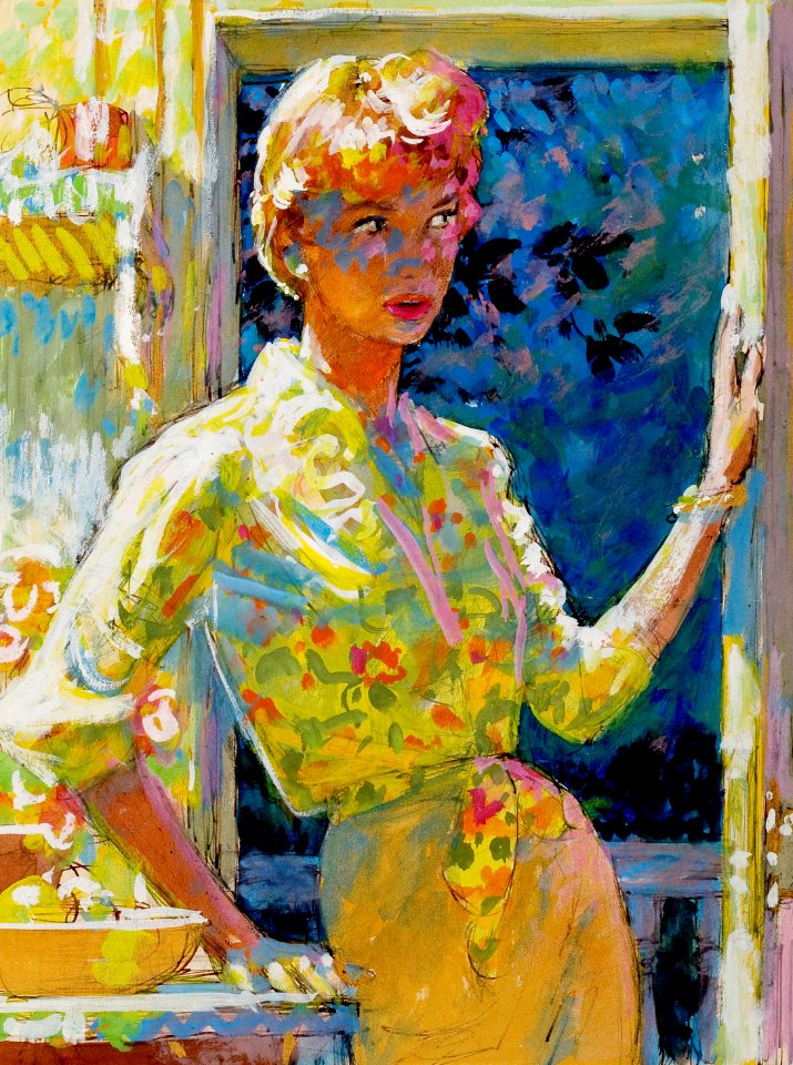 - Edwin Georgi 11 I'd Rather You Didn't Come Back Again, The Saturday Evening Post preliminary story illustration. Mixed media on paper b.
