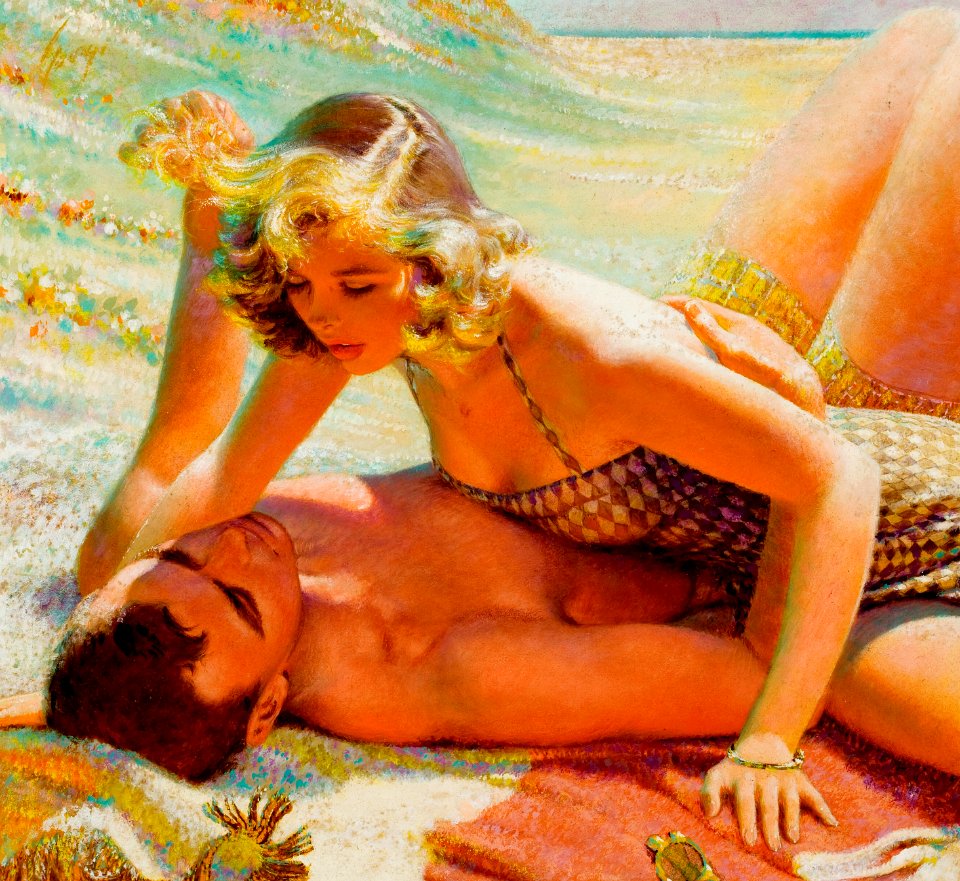- Edwin Georgi 02 Intimate Couple, Redbook magazine story illustration. Mixed media on board