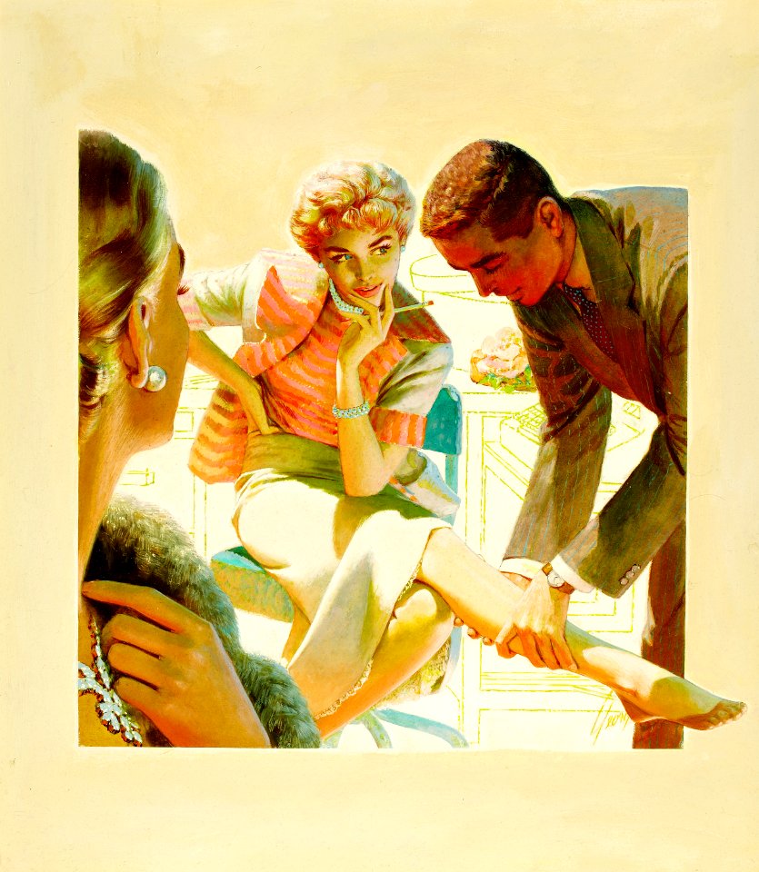 - Edwin Georgi 04 One Date with the Boss, Redbook Magazine interior illlustration, June 1953. Oil on board o