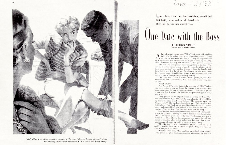 - Edwin Georgi 04 One Date with the Boss, Redbook Magazine interior illlustration, June 1953. Oil on board p