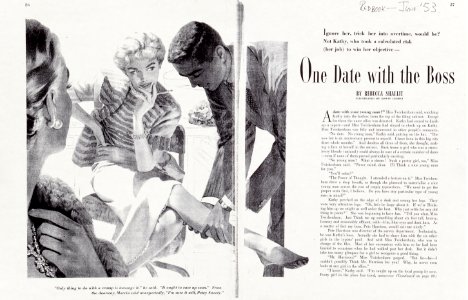 - Edwin Georgi 04 One Date with the Boss, Redbook Magazine interior illlustration, June 1953. Oil on board p