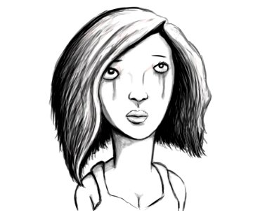 black and white crying girl. Free illustration for personal and commercial use.