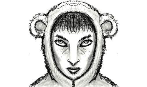 the girl with the bear pajamas. Free illustration for personal and commercial use.
