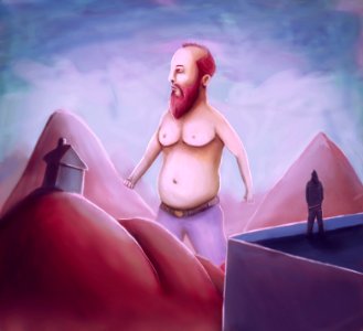 fat giant red bearded man. Free illustration for personal and commercial use.