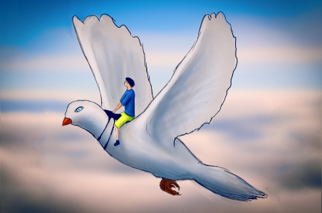 Flying Pigeon Rider. Free illustration for personal and commercial use.