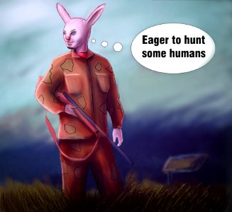 Hunter rabbit. Free illustration for personal and commercial use.