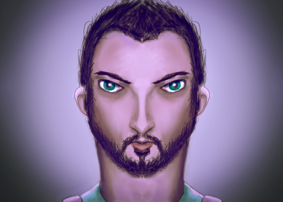 Facial symmetry n2 bearded man. Free illustration for personal and commercial use.