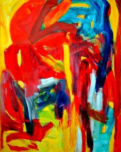 1993 - 'Fathers must die', abstract-expressionist painting on canvas  -  large acrylic art by Dutch artist Fons Heijnsbroek