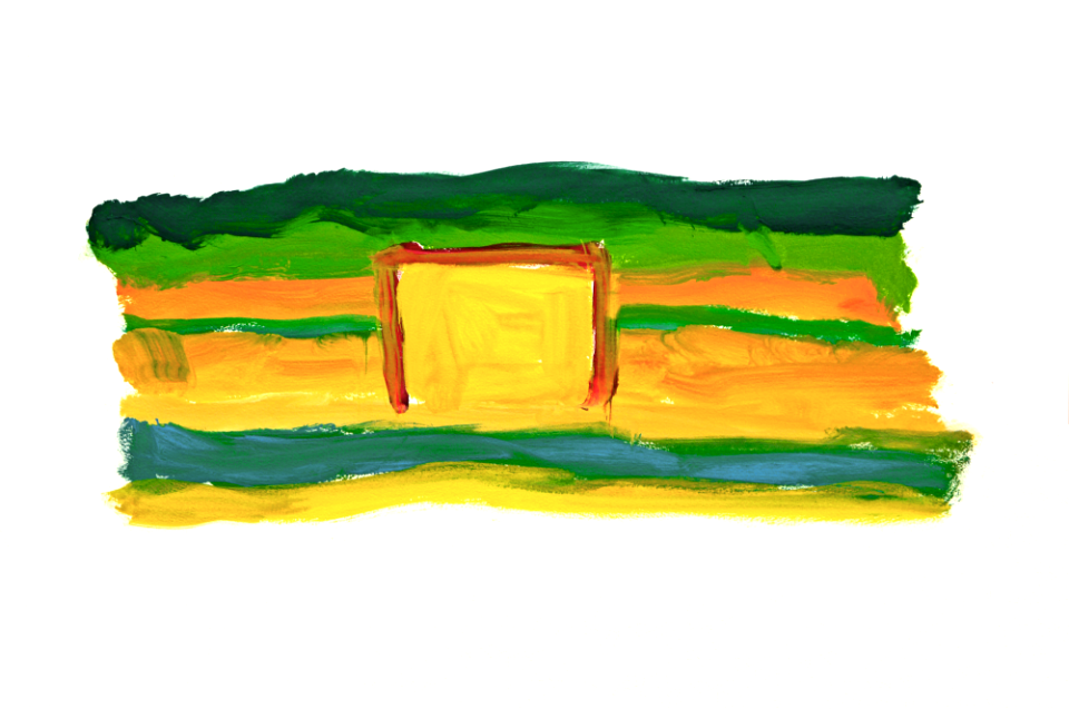 2002 - 'Nature 2.' - colorful gouache no. 6.422, watercolor painting art on paper; Dutch artist Fons Heijnsbroek, CCO, free art in public domain
