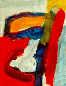 1992 - 'Small Abstract', acrylic colorful small painting on canvas, Dutch artist Fons Heijnsbroek, free image in public domain