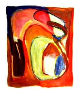 1997 - 'Large Abstract watercolor' - warm-colored gouache painting art on paper; Dutch Abstract Expressionism art / Hollands abstract-expressionisme; free image in public domain / Commons, CC-BY – painter-artist, Fons Heijnsbroek. Free illustration for personal and commercial use.