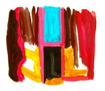 2004 - 'No title, gouache no. 6.483', an abstract watercolor in colorful gouache painting on paper; Dutch Abstract Expressionism art / Hollands abstract-expressionisme; free image in public domain / Commons, CCO – painter-artist, Fons Heijnsbroek