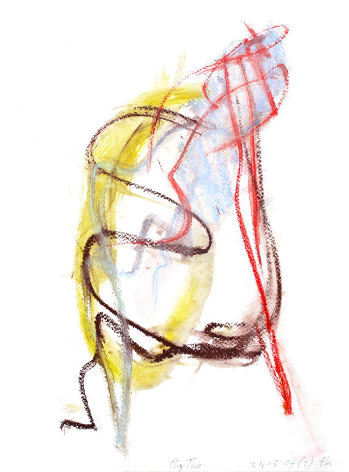 2009 - 'The Two', - colorful abstract watercolor art on paper - contemporary Dutch artist, Fons Heijnsbroek