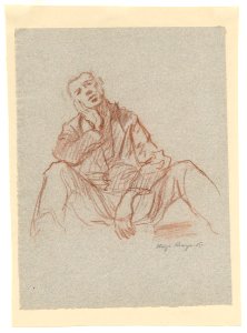 [87.2.16] Hugo Krayn, Young Man Sitting on Floor (Germany, 1915). Free illustration for personal and commercial use.