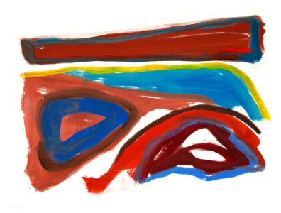 1996 - 'Abstract Landscape, gouache no. 6.135', colorful watercolor painting art on paper; Dutch Abstract Expressionism art / Hollands abstract-expressionisme; free image in public domain / Commons, CC-BY – painter-artist, Fons Heijnsbroek. Free illustration for personal and commercial use.