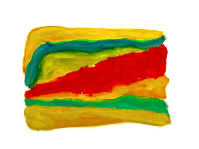 2001 - 'Nature 1.', abstract gouache on paper, after a Dutch flat landscape but slightly bowed; free art image in public domain CCO