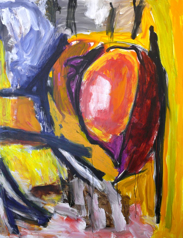 2006 - 'Da geht die Sonne Unter', large colorful acrylic painting on canvas, by Dutch abstract artist-duo Ben Vollers & Fons Heijnsbroek; Dutch Abstract Expressionism art / Hollands abstract-expressionisme; free image in public domain / Commons CC-BY