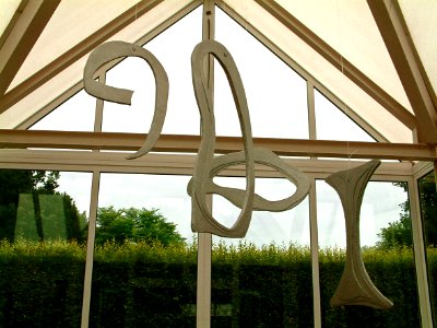 2005 - 'Abstract mobile in 4 components', hanging in a greenhouse; free image in public domain / Commons, CC-BY – painter-artist, Fons Heijnsbroek. Free illustration for personal and commercial use.