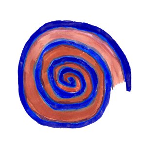 2000 - 'Blue brown spiral mandala', no 6.320 in a print-art version by a digital re-painting, contemporary Dutch artist, Fons Heijnsbroek