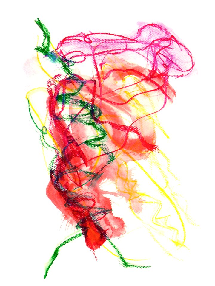 2012 - 'The One Walking', small abstract painting, colorful watercolor on paper - art image high resolution image free download, in public domain / Commons, CC-BY - contemporary Dutch artist, Fons Heijnsbroek