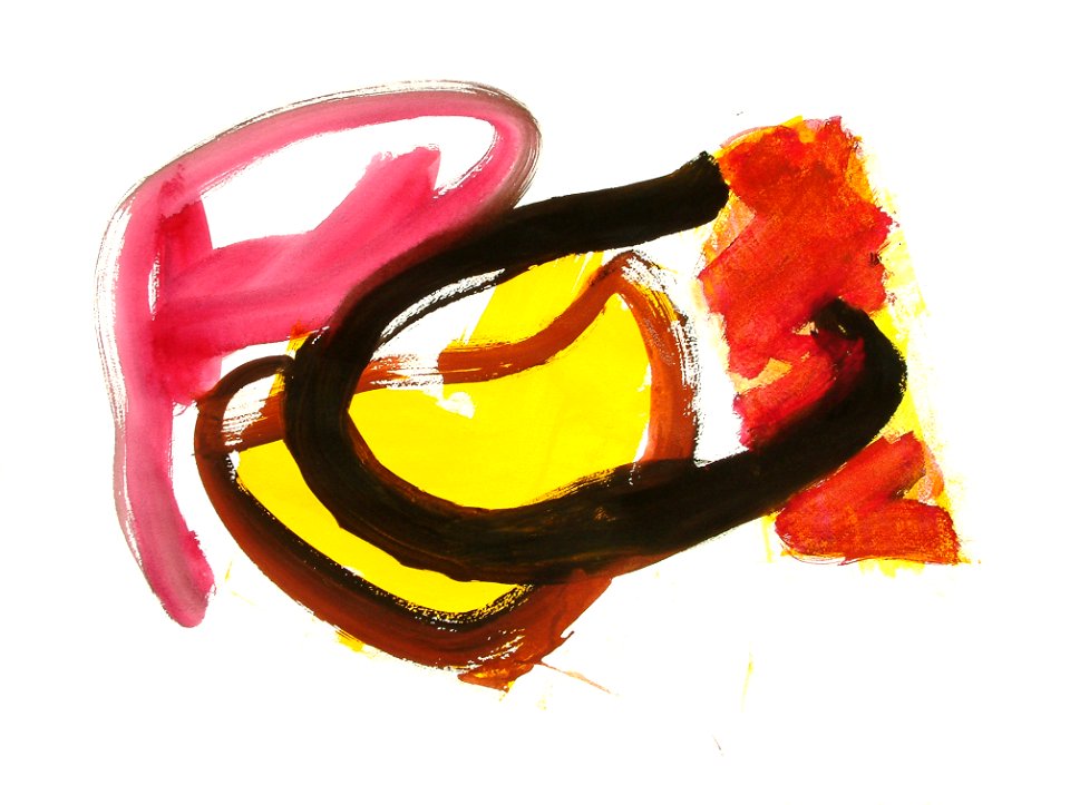 2004 - 'Oonkwi', gouache no. 6.510; abstract colorful watercolor art on paper; Dutch Abstract Expressionism art / Hollands abstract-expressionisme; painting, free image in public domain / Commons, CCO – painter-artist, Fons Heijnsbroek. Free illustration for personal and commercial use.