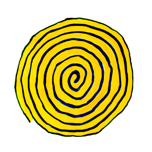 2000 - 'Spiral Yellow Mandala', gouache no. 6.326; watercolor art on paper; Dutch artist Fons Heijnsbroek, in the public domain