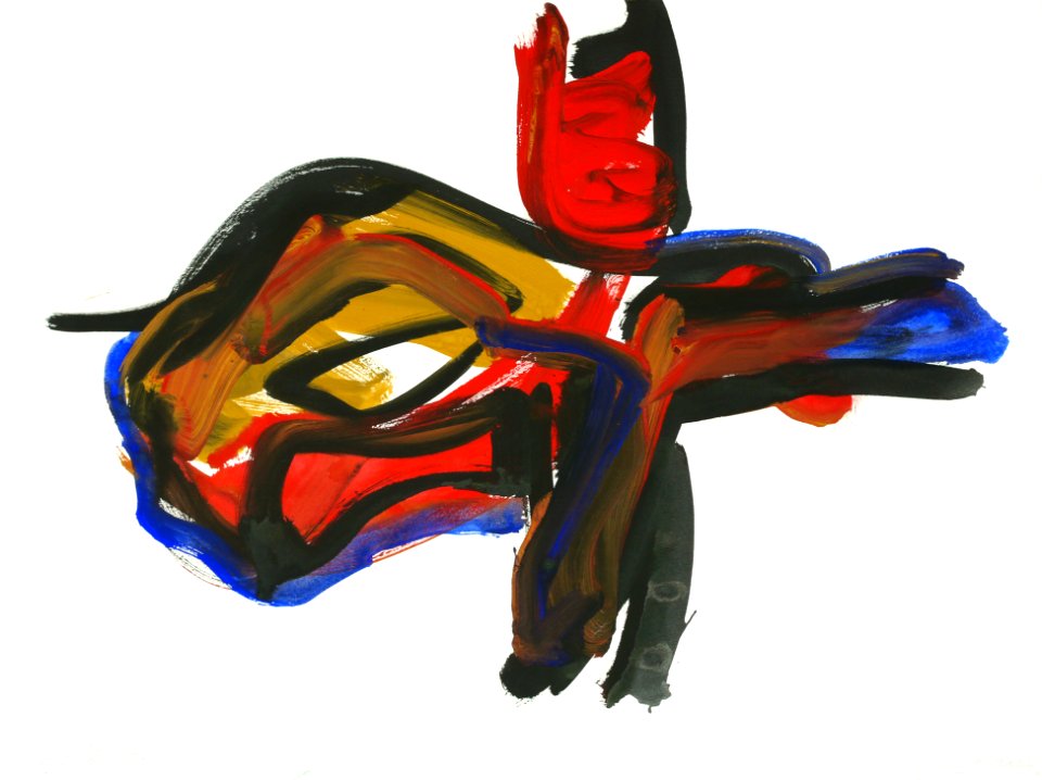 2004 - 'Crosslings' - watercolor painting on paper, after Saura; Dutch Abstract Expressionism art / Hollands abstract-expressionisme; free image in public domain / Commons, CCO – painter-artist, Fons Heijnsbroek