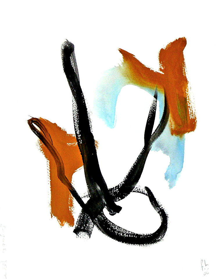 2006 - Art Trialogue: on Albert 3.'; small abstract watercolor drawing art on paper; Dutch artist Fons Heijnsbroek; public domain, free print download
