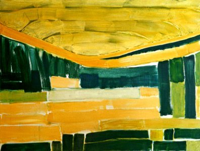 1990 - 'Abstract landscape with Sunlight', large abstract painting; artist Fons Heijnsbroek, The Netherlands - A high resolution art image in free download to print, in public domain / Commons, CC-BY.. Free illustration for personal and commercial use.