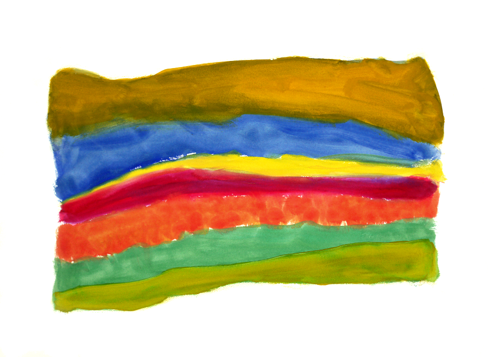 2001 - 'No title, no 6.356', an abstract gouache on paper, after the horizontals of the Dutch flat landscape; free art image in public domain CCO