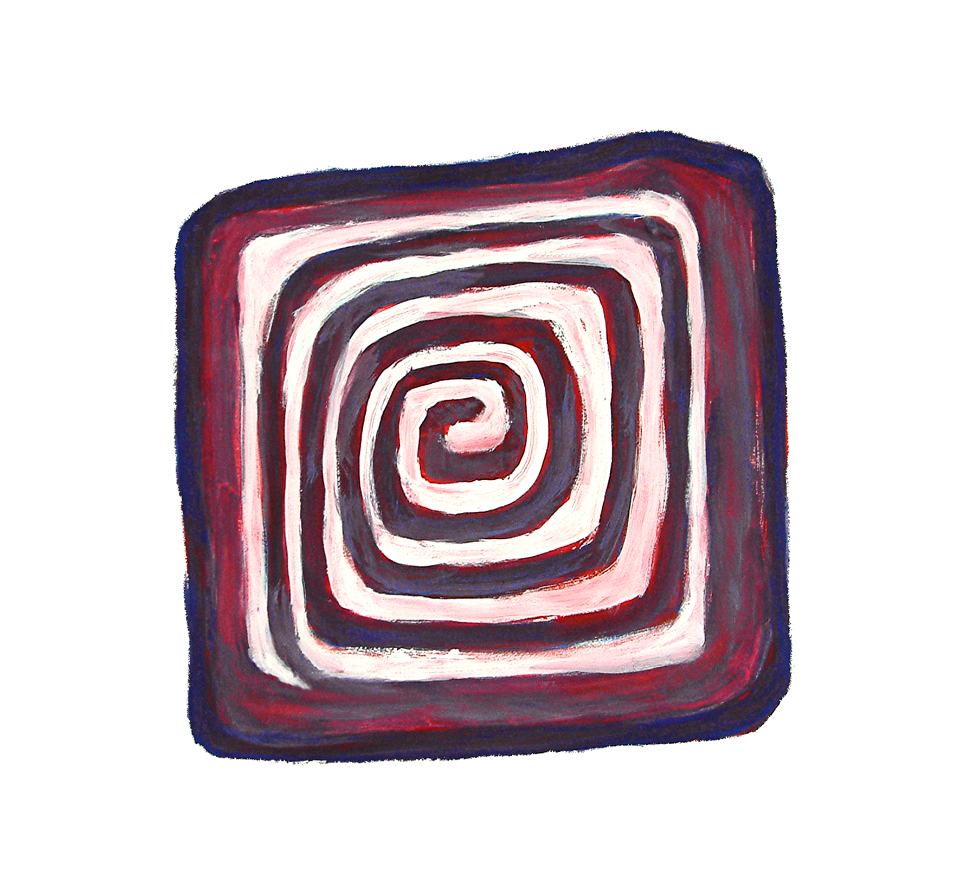 2000 - 'Square Spiral Mandala', gouache no 6.329; abstract watercolor art; Dutch artist Fons Heijnsbroek, in public domain in high resolution