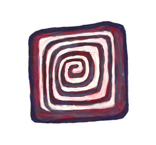 2000 - 'Square Spiral Mandala', gouache no 6.329; abstract watercolor art; Dutch artist Fons Heijnsbroek, in public domain in high resolution