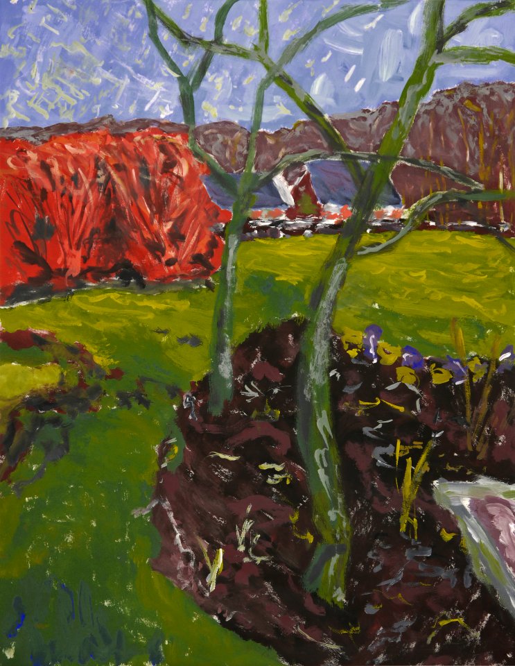 1985 - 'Dutch landscape with apple trees', painting in open air, Nort East of The Netherlands, art on paper for sale, Expressionism art / Hollands expressionisme; free download image to print, public domain / Commons, CC-BY; painter-artist, F. Heijnsbroek