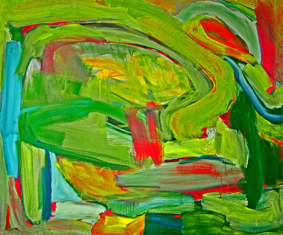 1990 - 'Found Landscape', acrylic large painting art, A high resolution art image in free download to print, public domain / Commons, CC-BY, by Dutch artist Fons Heijnsbroek. Free illustration for personal and commercial use.