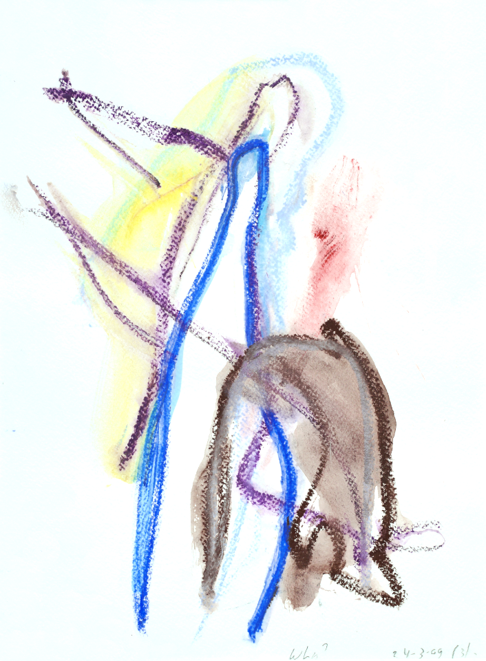 2009 - 'Why', - colorful abstract watercolor art on paper - contemporary Dutch artist, Fons Heijnsbroek