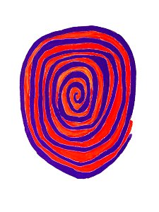 2000 'Blue/Red spiral Mandala', gouache no. 6.321; colorful watercolor art on paper; Dutch artist Fons Heijnsbroek