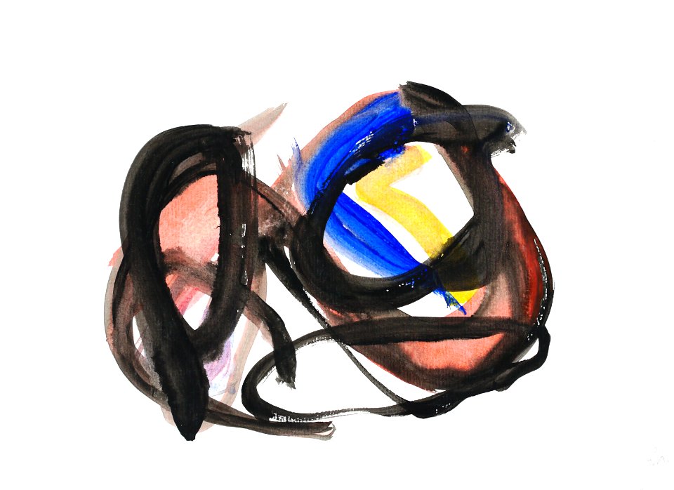2004 - 'Small abstract painting-drawing no 01', ink & watercolor art on paper; Dutch Abstract Expressionism art / Hollands abstract-expressionisme; free image in public domain / Commons, CC-BY – painter-artist, Fons Heijnsbroek