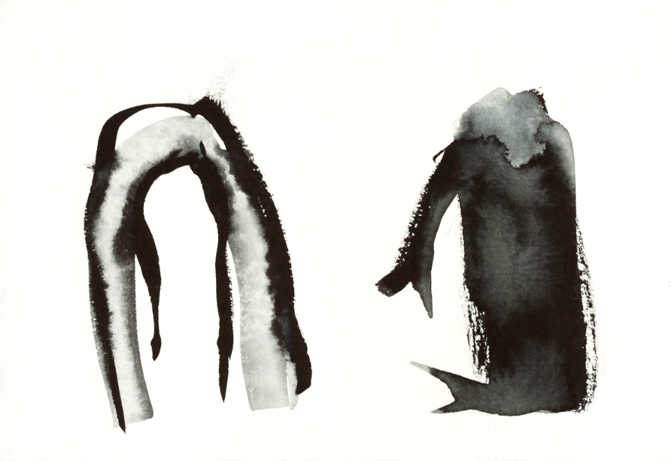 2006 - 'Swedish Windows / Fönster no. 1' small abstract Indian ink drawing art on paper; Dutch artist Fons Heijnsbroek; public domain, free print download