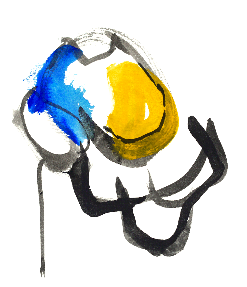 2007 - 'Ornament in circle, no. 2.', small abstract watercolor drawing art on paper; Dutch artist Fons Heijnsbroek; public domain, free print download