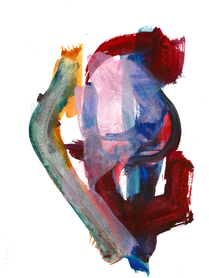 2008 - 'Kitgen 7.', a small watercolor painting on paper, made in gouache paint in 2008; Dutch artist Fons Heijnsbroek