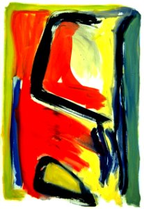 1996 - 'No title, gouache no. 6.100', abstract watercolor painting art on paper; Dutch Abstract Expressionism art / Hollands abstract-expressionisme; free image in public domain / Commons, CC-BY – painter-artist, Fons Heijnsbroek. Free illustration for personal and commercial use.