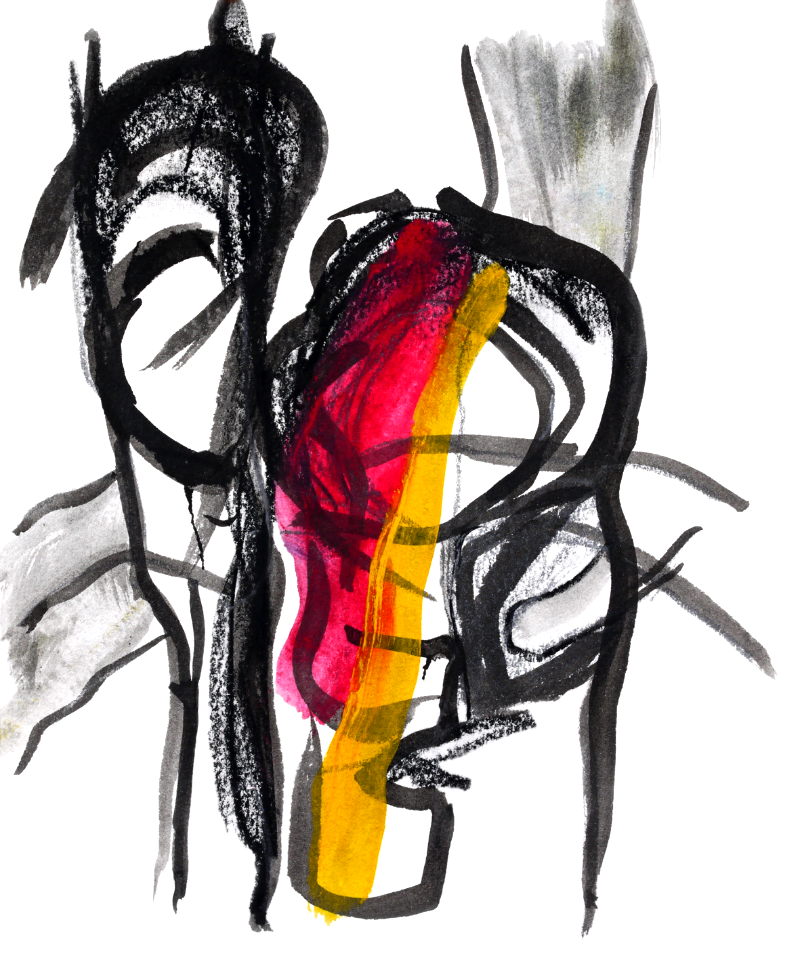 2007- 'Art Trialogue, on Herman 2', digital edited version of a small abstract watercolor drawing art on paper; Dutch artist Fons Heijnsbroek; public domain, free print download