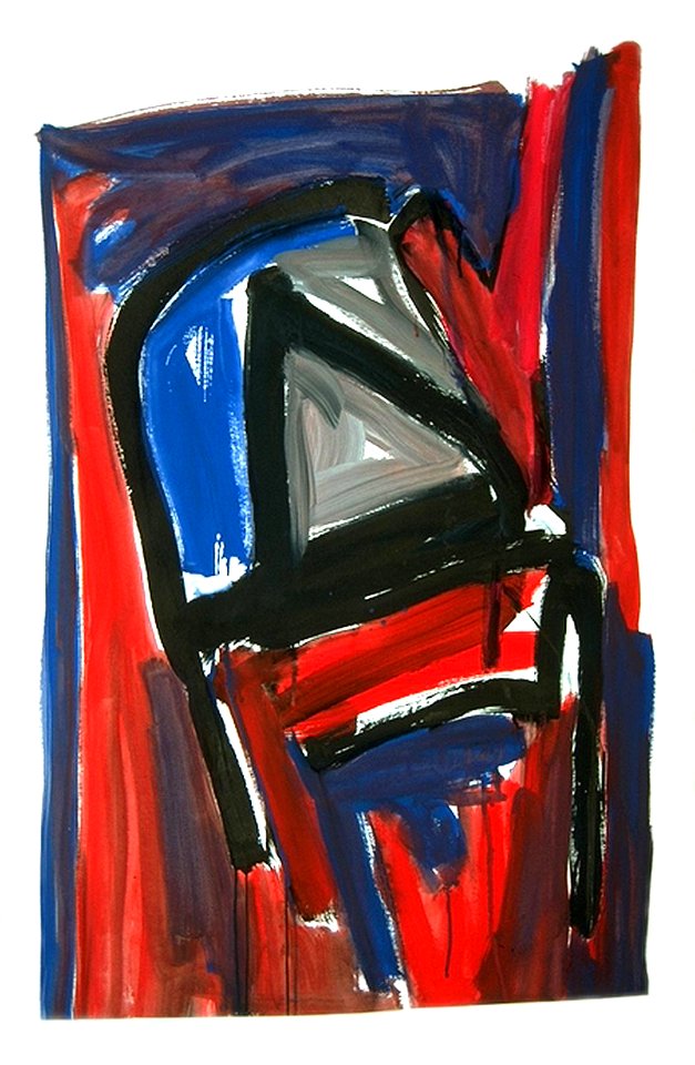 1995 - 'No title, no. 6.087', abstract painting art, watercolor on paper in gouache paint; Dutch Abstract Expressionism art / Hollands abstract-expressionisme; free image in public domain / Commons, CC-BY – painter-artist, Fons Heijnsbroek. Free illustration for personal and commercial use.