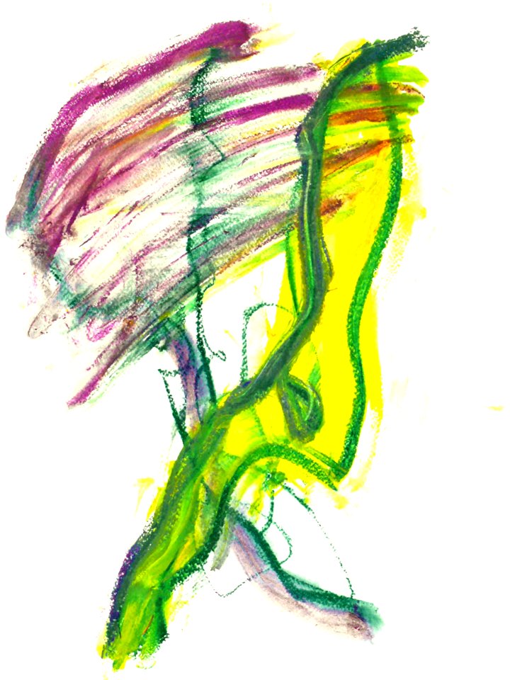 2012 - 'The Two', a small abstract painting in watercolor on paper - colorful art image in high resolution; free image download, in public domain / Commons, CC-BY - contemporary Dutch artist, Fons Heijnsbroek